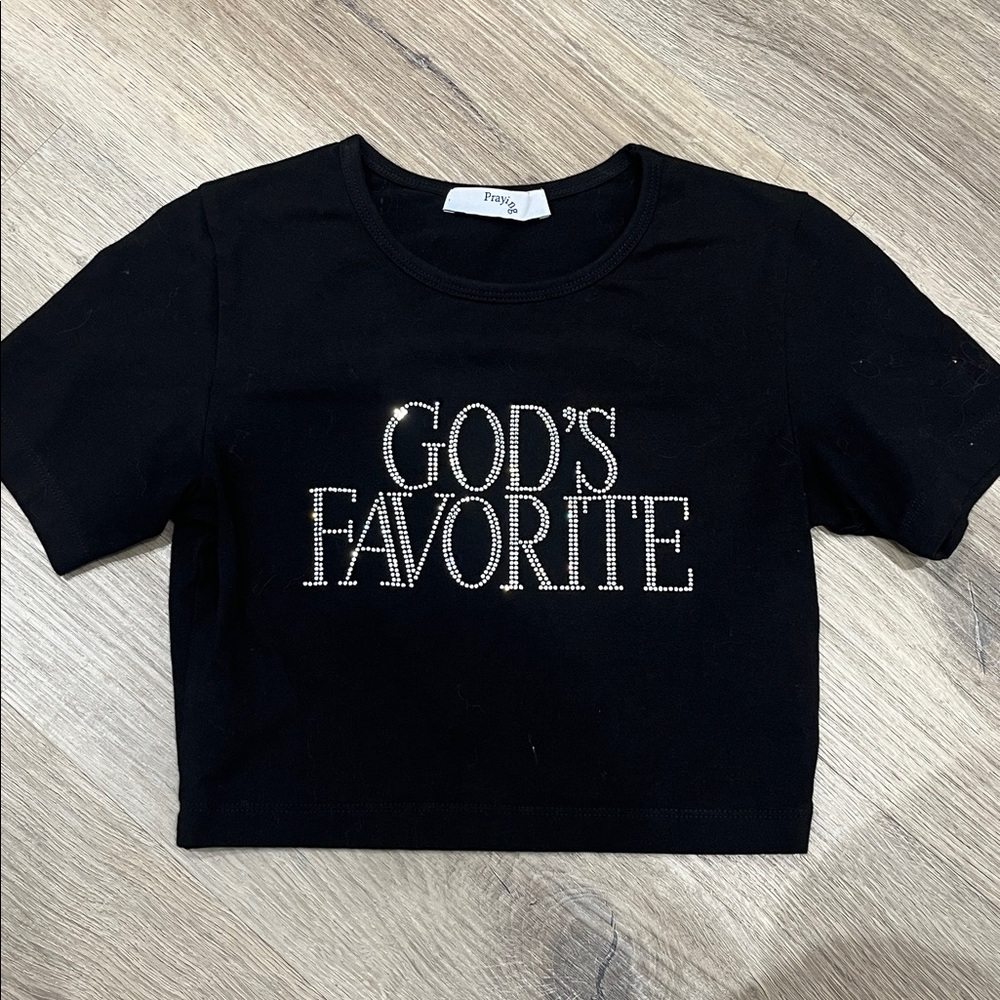 GODS FAVORITE RHINESTONE CROP TOP